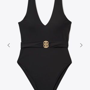 NWT TORY BURCH MILLER PLUNGE ONE-PIECE SWIMSUIT SMALL